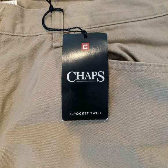 NWT Chaps Twill Khakis Hudson Tan Flat Front - Picture 8 of 10